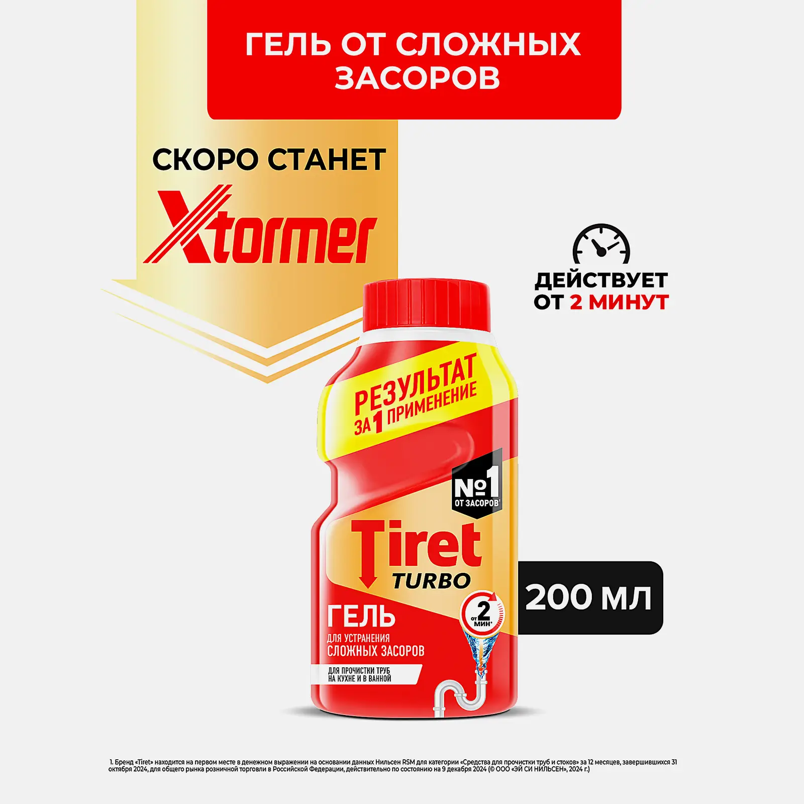Гель для устранения засоров в трубах Tiret Turbo 200мл - фото 2