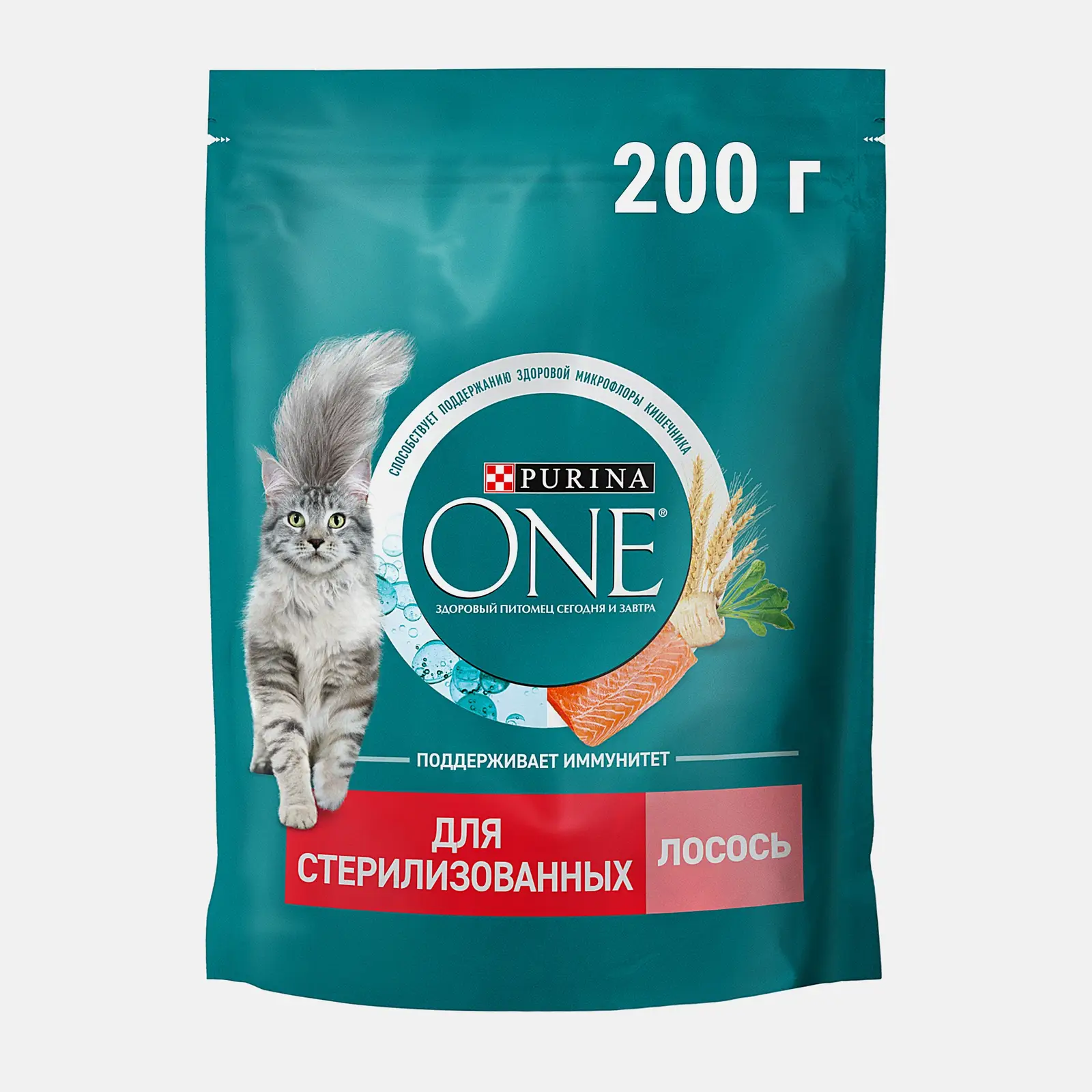 Изображение товара Сухой корм Purina One для стерилизованных кошек и кастрированных котов 200г с лососем