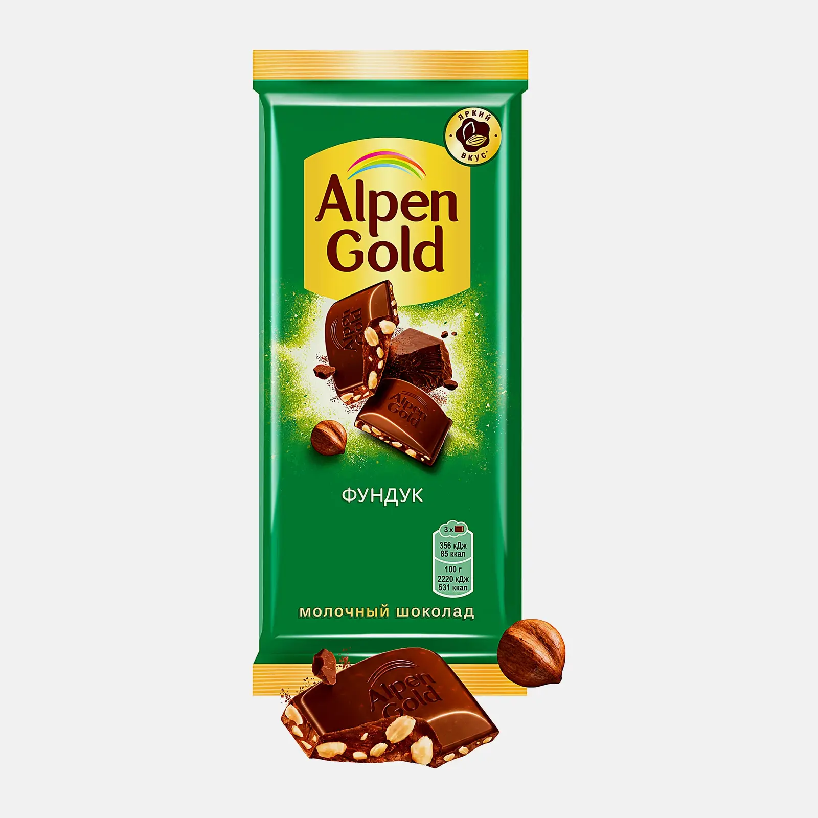 Молочный шоколад с фундуком Alpen Gold 80г Молочный шоколад с фундуком Alpen Gold 80г