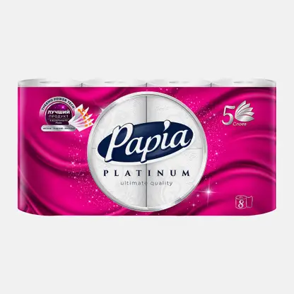 Туалетная бумага Papia Платинум 5 слоев 8 рулонов