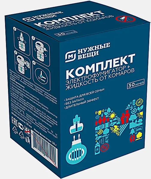 Изображение товара Комплект от комаров Магнит фумигатор и жидкость 30 ночей