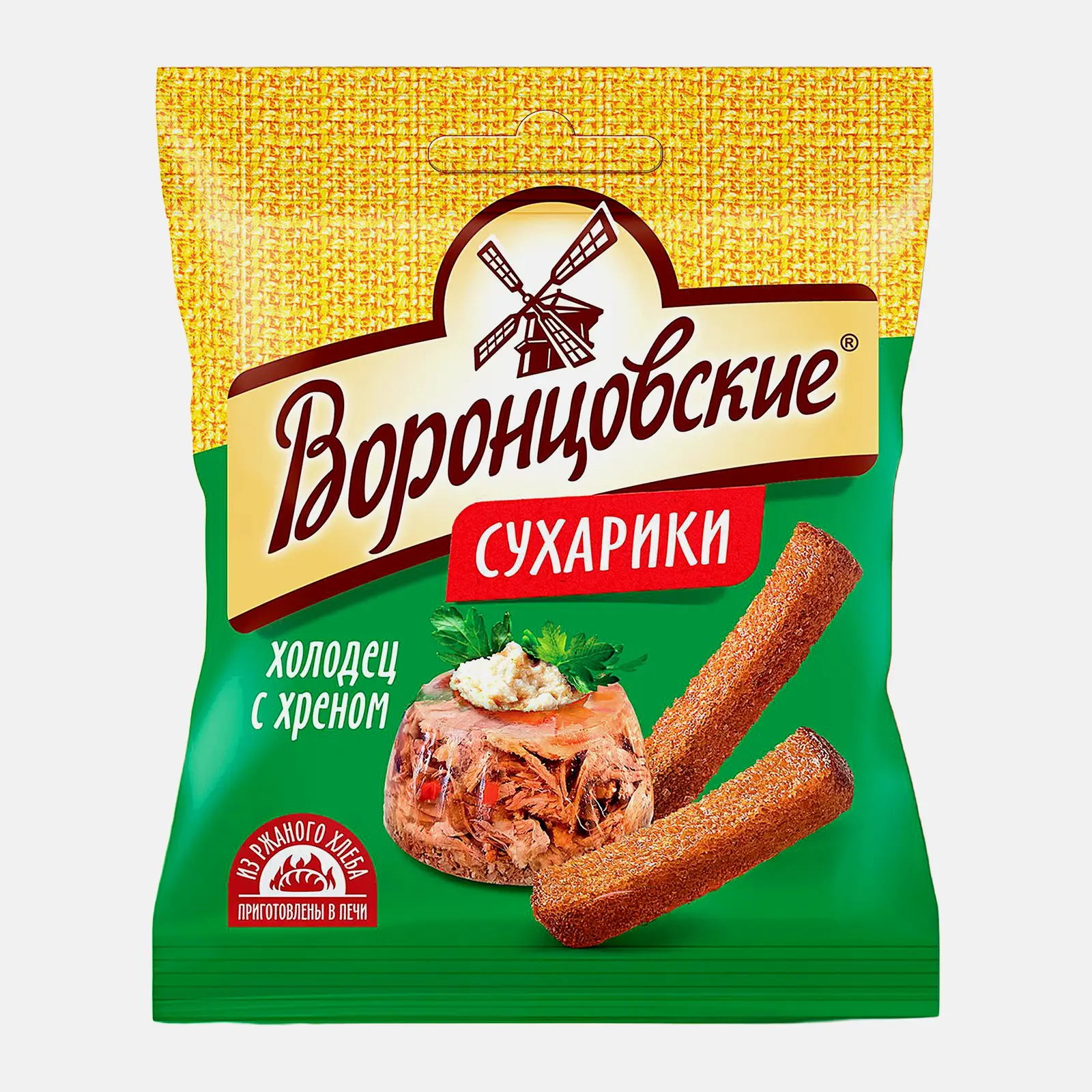 Сухарики Холодец с хреном/Ветчина и сыр/Телятина на гриле/Шашлык/Сыр/Томат и моцарелла Воронцовские 40г в ассортименте