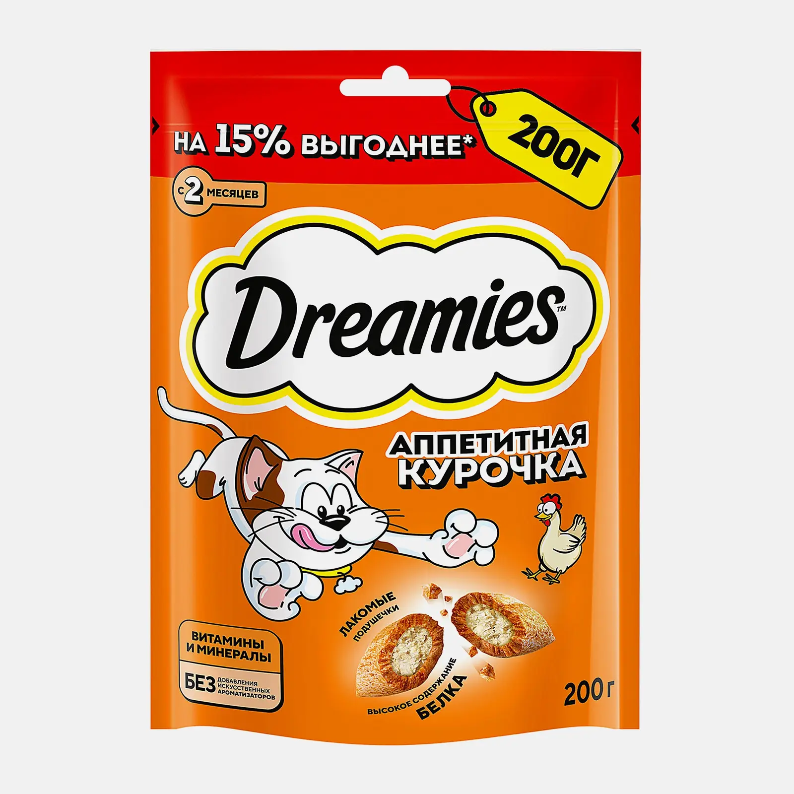 Лакомство для взрослых кошек с курицей Dreamies 200г