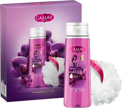 Изображение товара Подарочный набор Camay Magique Гель для душа 250мл + Мочалка