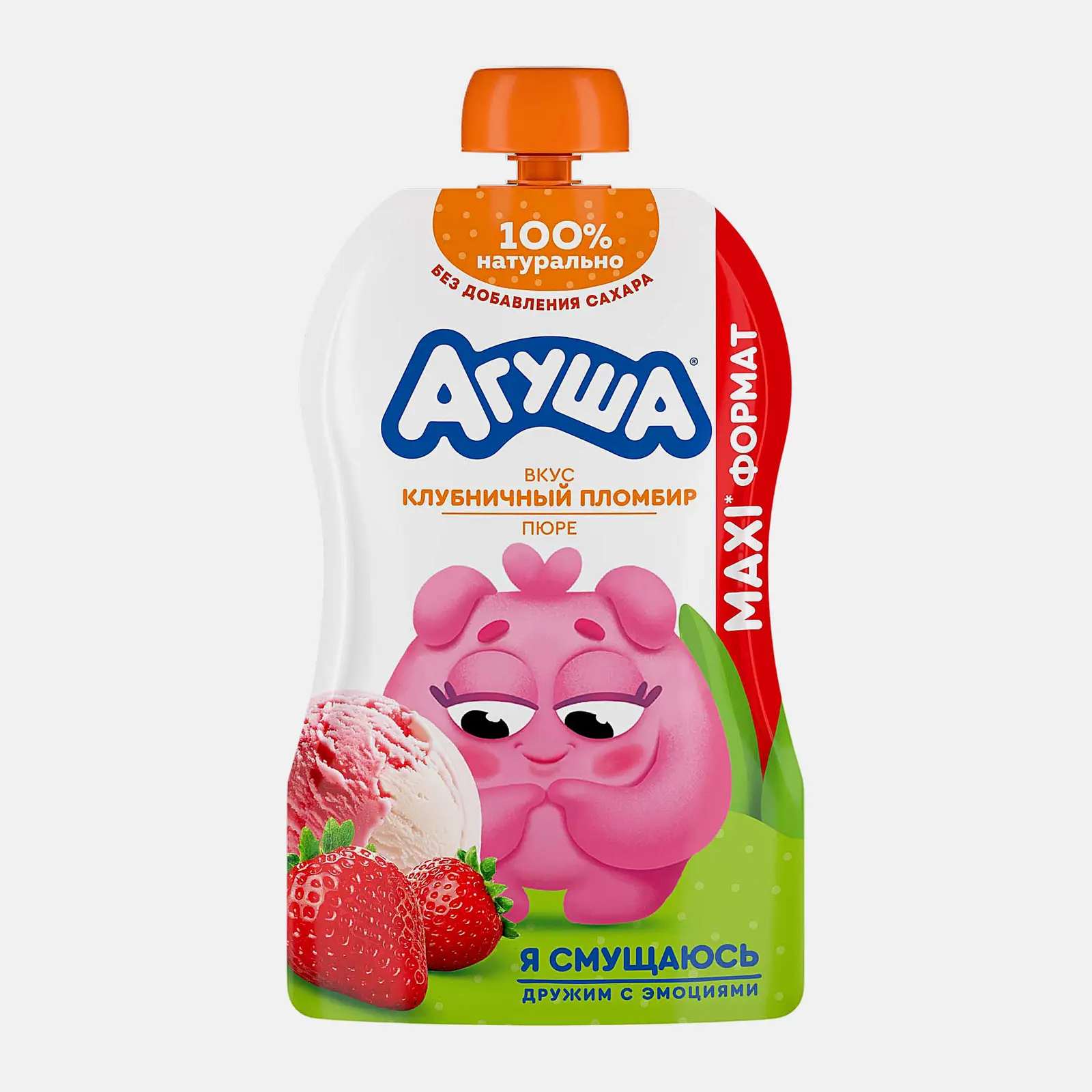 Изображение товара Пюре фруктовое со вкусом клубничного пломбира Агуша 160г