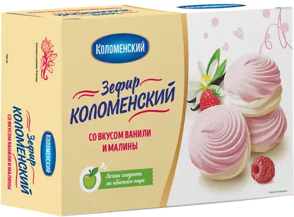 Изображение товара Зефир со вкусом ванили и малины Коломенский 250г натуральный десерт