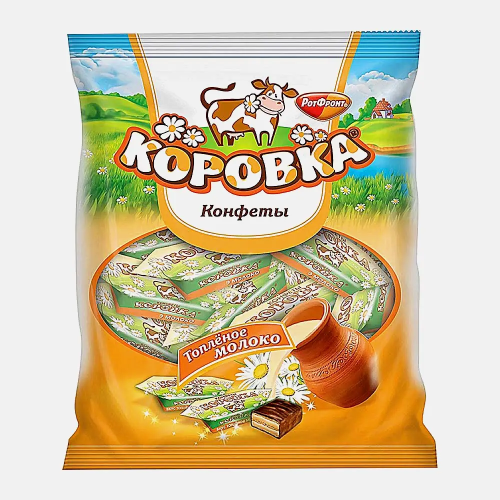 Изображение товара Конфеты Рот фронт Коровка топленое молоко 250г Изображение товара Конфеты Рот фронт Коровка топленое молоко 250г