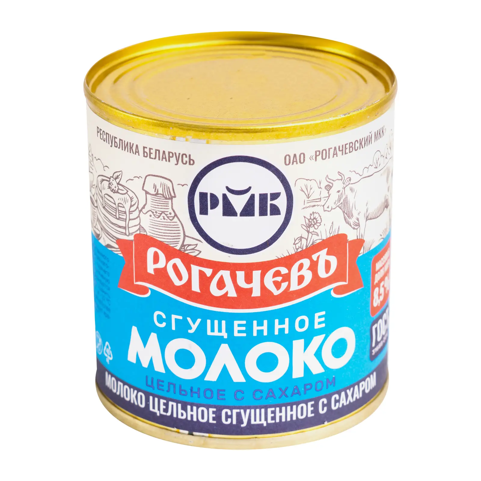 Молоко сгущенное Рогачевъ с сахаром 8.5% 380г — в каталоге на сайте сети  Магнит | Краснодар