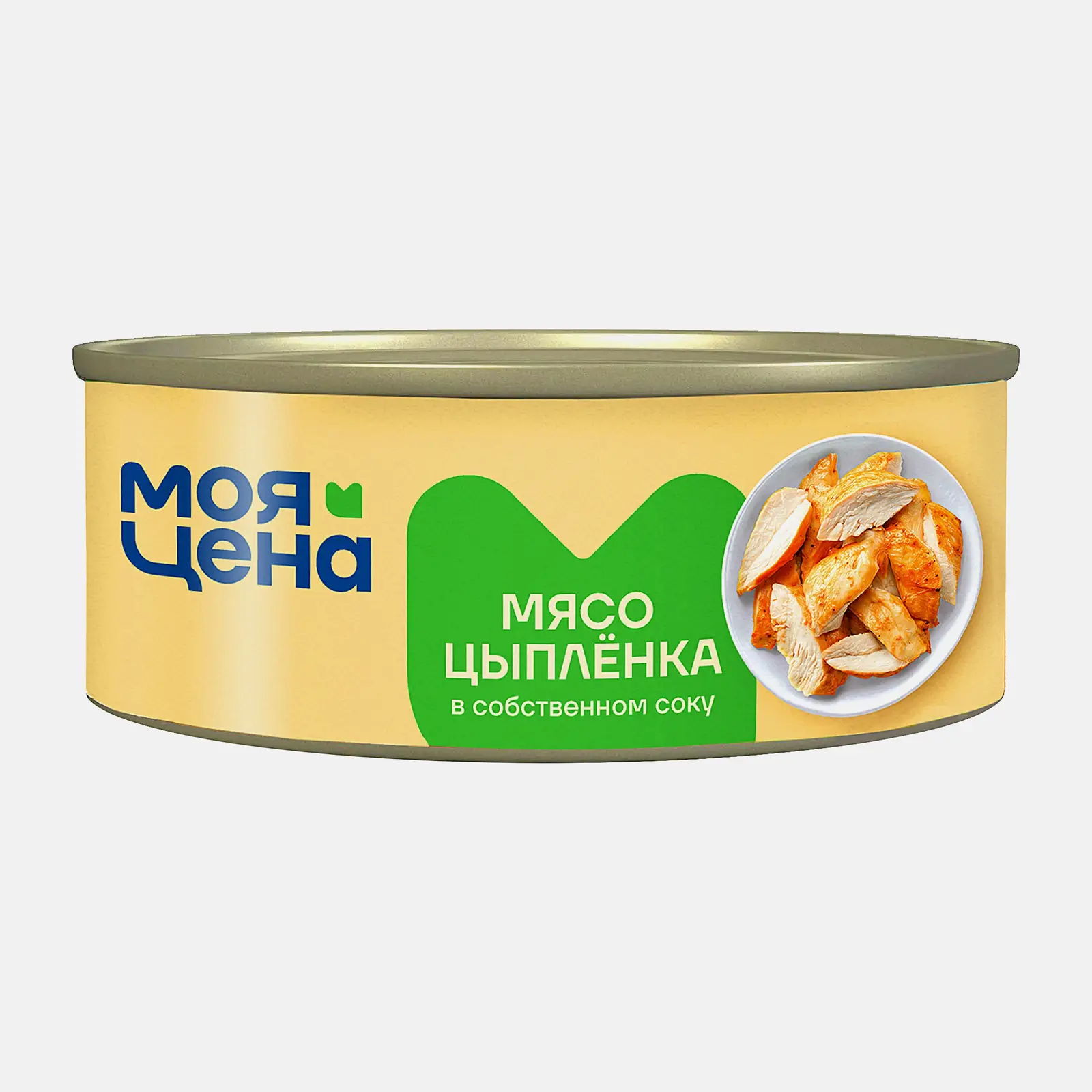 Изображение товара Тушенка из мяса цыпленка Моя цена 325г в собственном соку