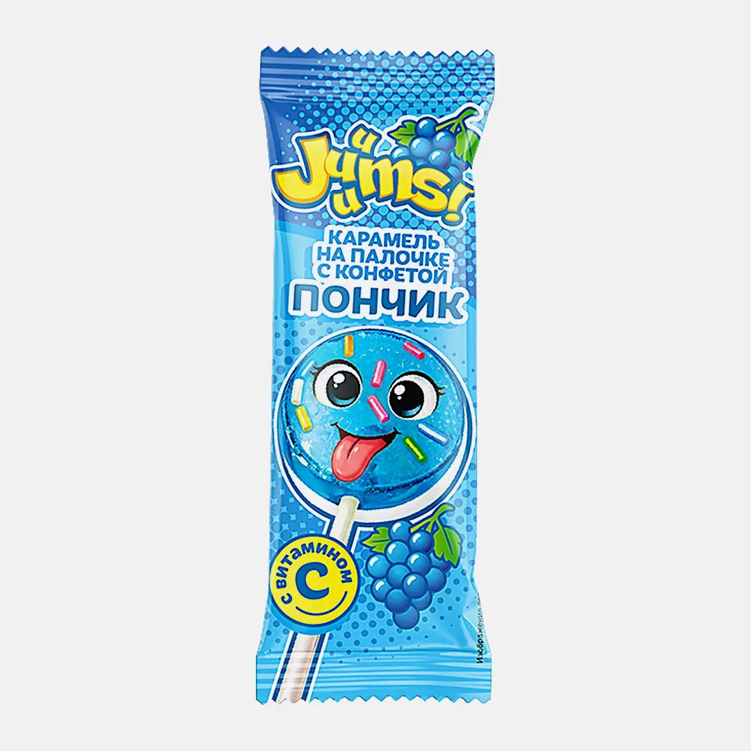Карамель на палочке с конфетой Crazy Пончик Juuums 10г в ассортименте - фото 2 Карамель на палочке с конфетой Crazy Пончик Juuums 10г в ассортименте - фото 2