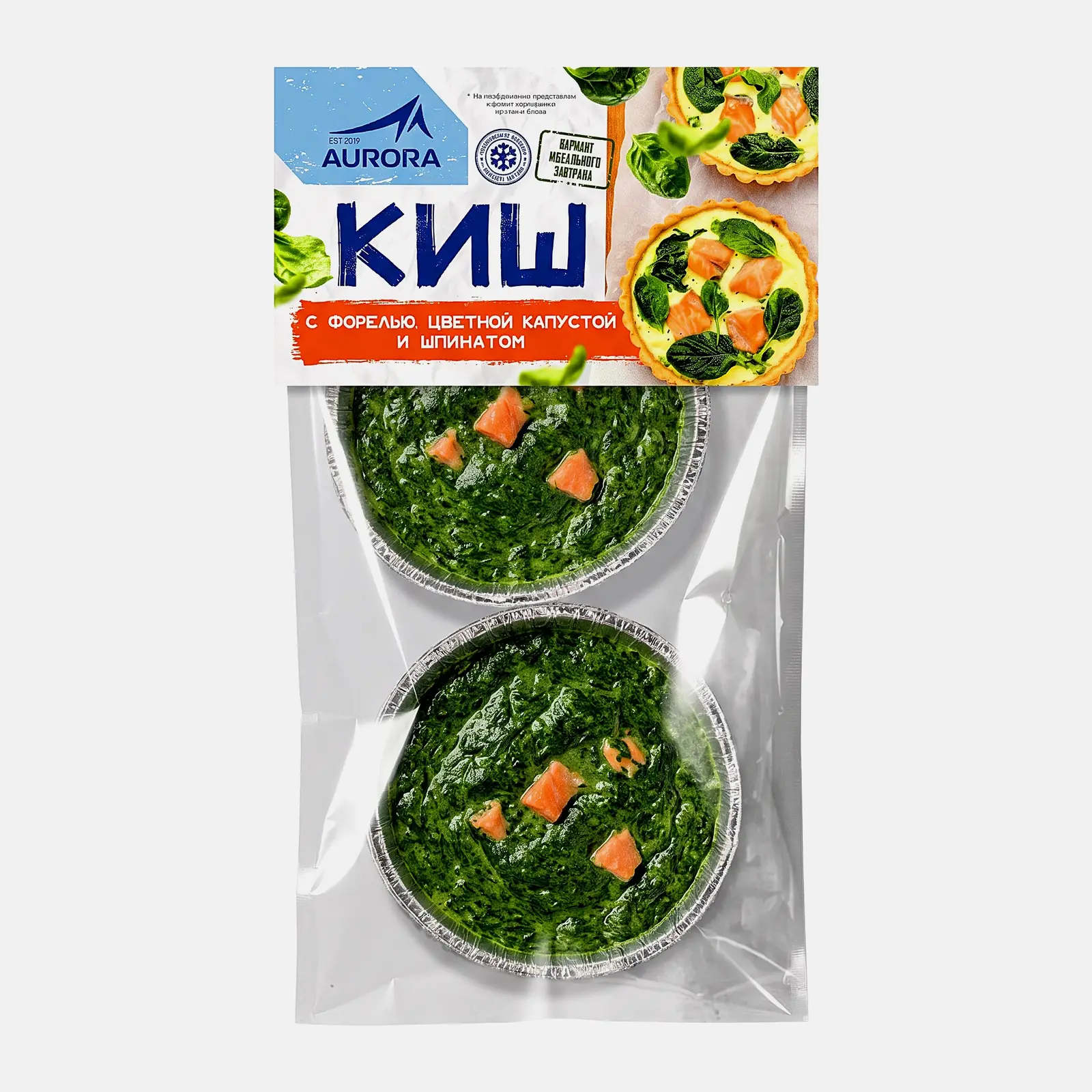 Мини-киш с форелью, цветной капустой и шпинатом Aurora 240г