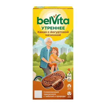 Изображение товара Печенье Утреннее со злаками какао и йогуртовой начинкой Belvita 253г