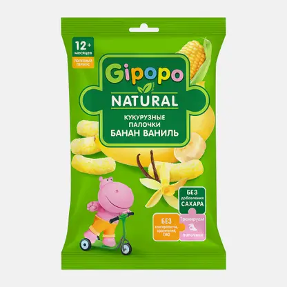 Палочки кукурузные Gipopo банан-ваниль с 12 месяцев 20г