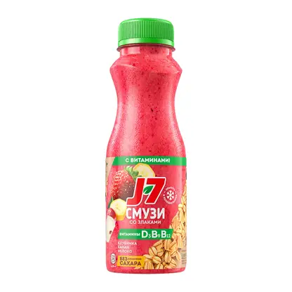 Изображение товара Смузи J7 со злаками витаминами клубника-банан-яблоко 300мл