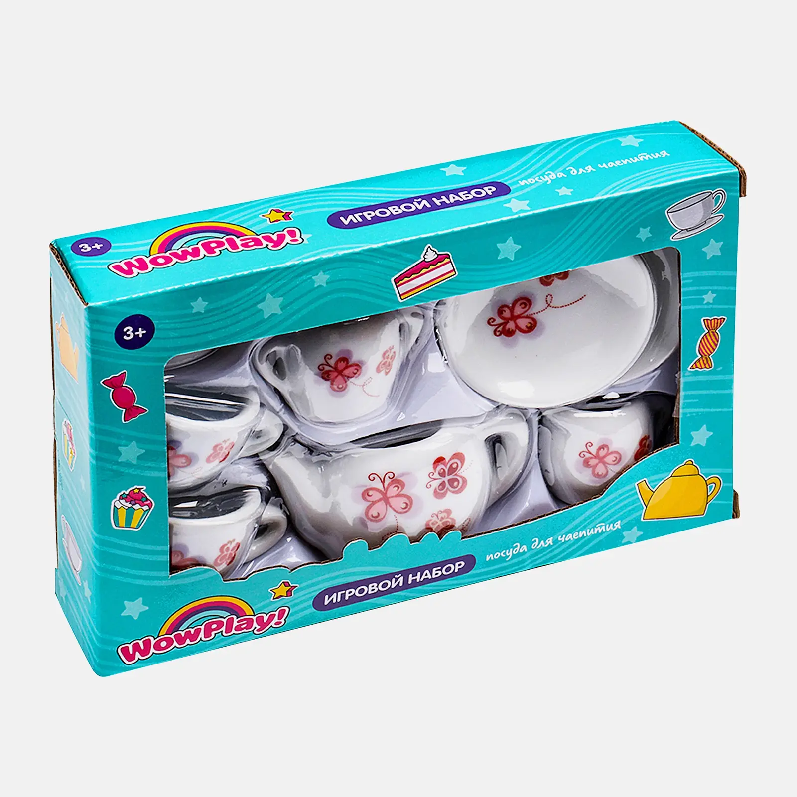Игровой набор керамической посуды для чаепития 180г 17.5*11.5*3.5см в ассортименте - фото 3