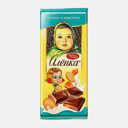 Шоколад Алёнка молочный печенье и карамель 87г