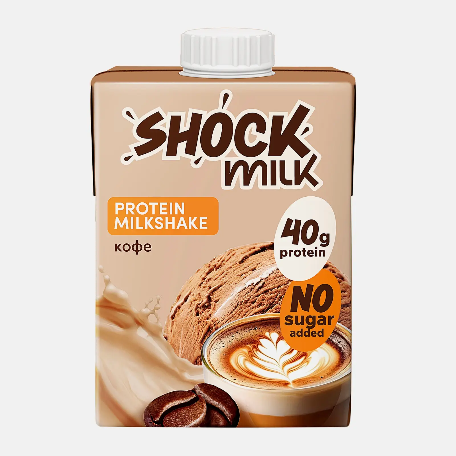 Коктейль молочный высокобелковый обезжиренный со вкусом Кофе Shock Milk 480мл