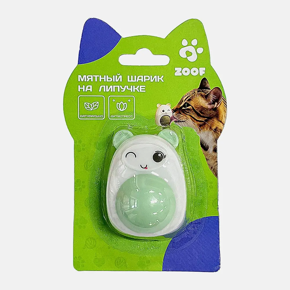 Изображение товара Игрушка для кошек мятный шарик на липучке для активных питомцев