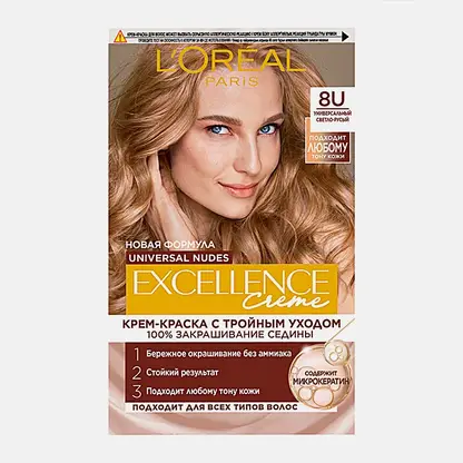 Крем-краска для волос L’Oréal Paris без аммиака Excellence Crème Универсальные Нюдовые оттенки 8U Универсальный светло-русый