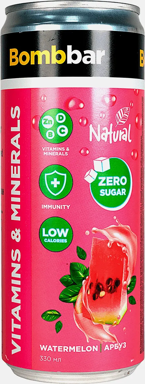 Изображение товара Витаминизированный лимонад со вкусом арбуза Bombbar 330 мл без сахара