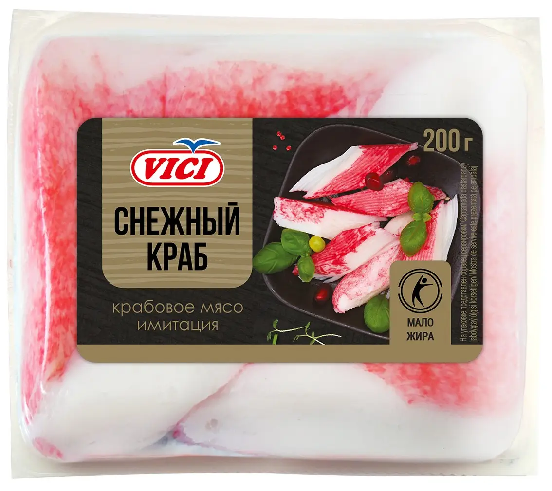 Крабовое мясо Vici Снежный краб/Снежный краб по-французски 200г в  ассортименте — в каталоге на сайте сети Магнит | Краснодар