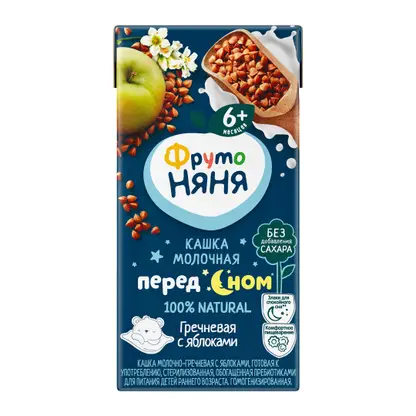 Изображение товара Молочно-гречневая каша с яблоками с 6 месяцев Фрутоняня 200мл