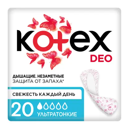 Изображение товара Прокладки ежедневные ультратонкие Kotex Deo 20шт
