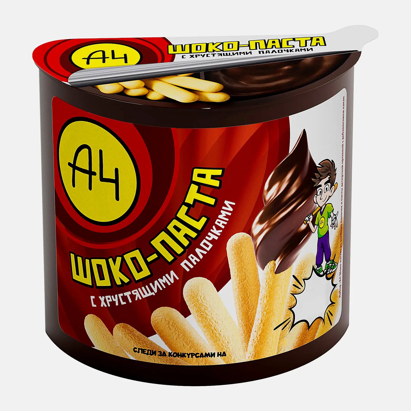 Изображение товара Набор ореховая паста А4 с какао и хлебные палочки 52 г