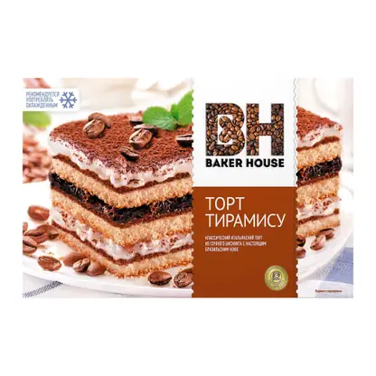 Изображение товара Торт Baker House Тирамису бисквитный 350г